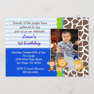 Safari Oerwoud Monkey Foto Birthday Invitations Kaart