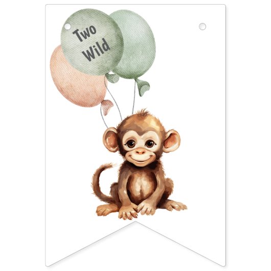 Safari Oerwoud Monkey Waterverf Ballonnen Verjaard Vlaggetjes (Eerste vlag)