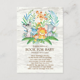 Safari Oerwoud Neutraal Baby shower Boek voor Baby Informatiekaartje