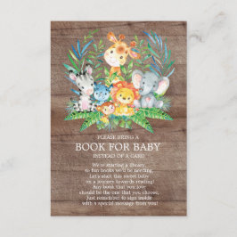 Safari Oerwoud Neutraal Baby shower Boek voor Baby Informatiekaartje