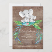 Safari Oerwoud Olifant Boys Baby shower Uitnodigin Kaart (Voorkant)