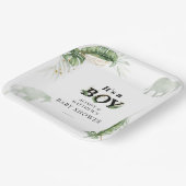 Safari Oerwoud Olifant Giraffe Boy Baby shower Papieren Bordje (Gebogen)