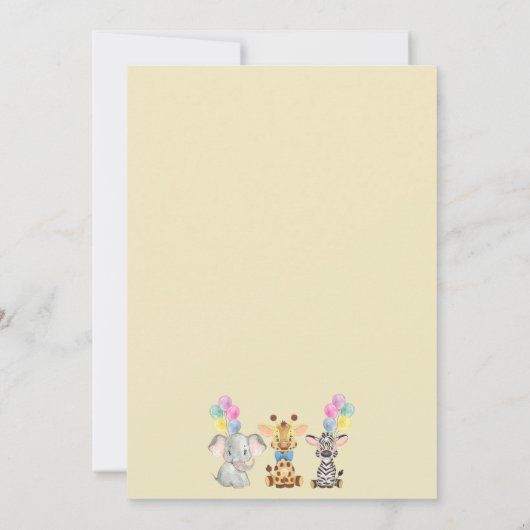 Safari Oerwoud Olifant Giraffe Zebra Baby shower Kaart (Achterkant)