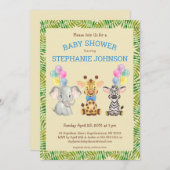 Safari Oerwoud Olifant Giraffe Zebra Baby shower Kaart (Voorkant / Achterkant)