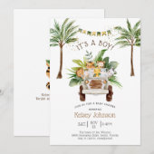 Safari Oerwoud Palm Trees Boy Baby shower Kaart (Voorkant / Achterkant)