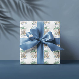 Safari Oerwoud Party Animals Twee Wilde Verjaardag Cadeaupapier