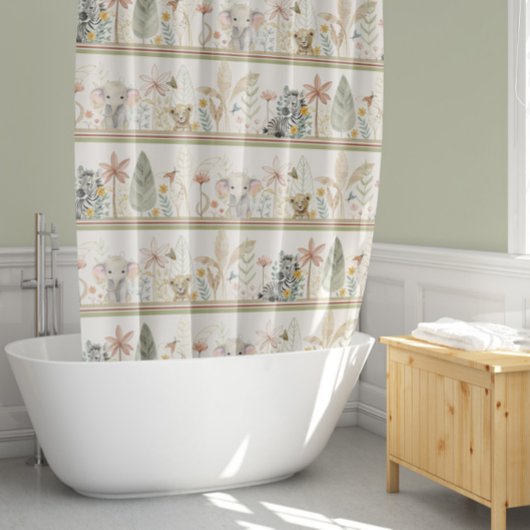 Safari Oerwoud Safari Lion Zebra Elephant Baby Boy Douchegordijn