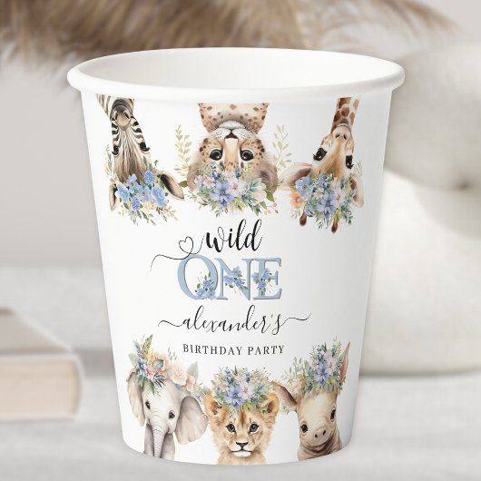 Safari Oerwoud Schattige Blue Boy 1st Birthday Papieren Bekers
