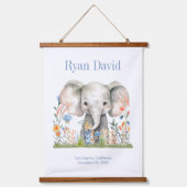 Safari Oerwoud Schattige Olifantblauw Sinaasappel Hangend Wandkleed (Voorkant)