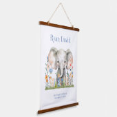 Safari Oerwoud Schattige Olifantblauw Sinaasappel Hangend Wandkleed (Gebogen)