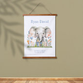 Safari Oerwoud Schattige Olifantblauw Sinaasappel Hangend Wandkleed