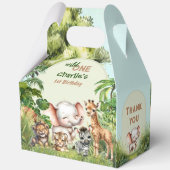 Safari Oerwoud Schattige Wild Een 1e Verjaardag Gr Bedankdoosjes (Achterkant)