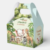 Safari Oerwoud Schattige Wild Een 1e Verjaardagsme Bedankdoosjes (Achterkant)