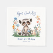 Safari Oerwoud Schattigee Waterverf Aap Verjaardag Servet (Voorkant)