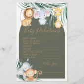 Safari Oerwoud Theme Baby shower Predictions Game (Voorkant)