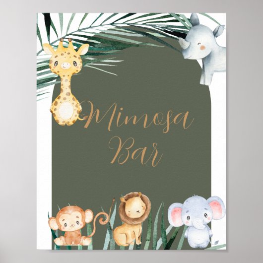 Safari Oerwoud Theme Mimosa Bar Sign. Poster (Voorkant)