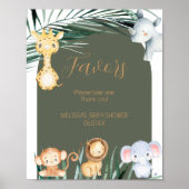 Safari Oerwoud Theme Party Favors Sign Poster (Voorkant)
