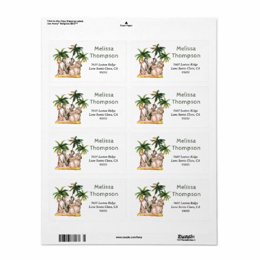 Safari Oerwoud Tropical Baby shower Address Label (Full Sheet)