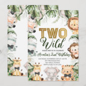Safari Oerwoud twee wilde verjaardagsfeestje Kaart (Voorkant / Achterkant)
