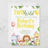 Safari Oerwoud Two Wild Birthday Invitation Kaart (Voorkant)