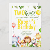 Safari Oerwoud Two Wild Birthday Invitation Kaart (Voorkant / Achterkant)