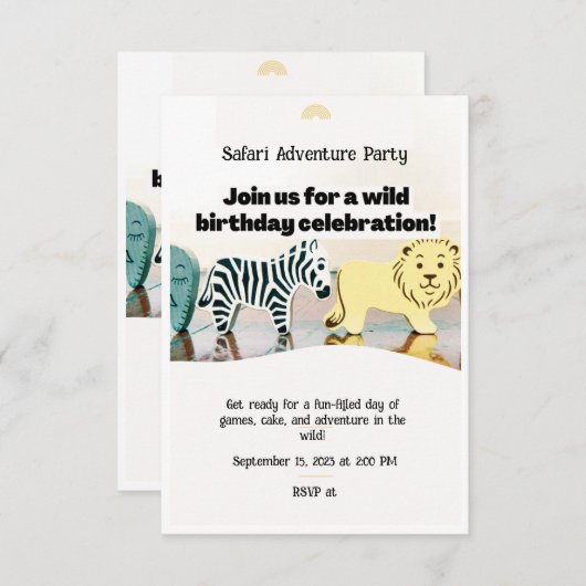 Safari Oerwoud Verjaardag Bewerkbare Waterverf Die Kaart (Voorkant / Achterkant)