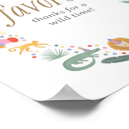 Safari Oerwoud Verjaardagsfeestgunsten teken Poster (Hoek)