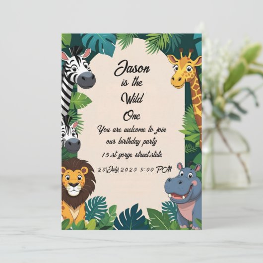 Safari Oerwoud Verjaardagsuitnodiging Kaart (Staand voorkant)