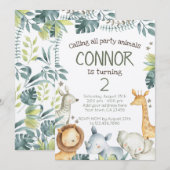 Safari Oerwoud Verjaardagsuitnodiging - Kraft Kaart (Voorkant / Achterkant)