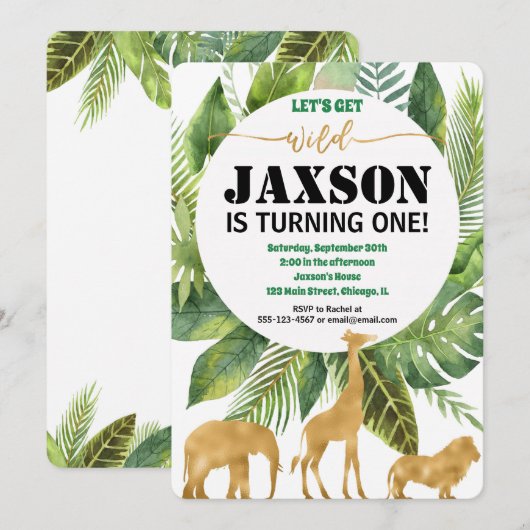 Safari oerwoud verjaardagsuitnodiging voor een wil kaart (Voorkant / Achterkant)