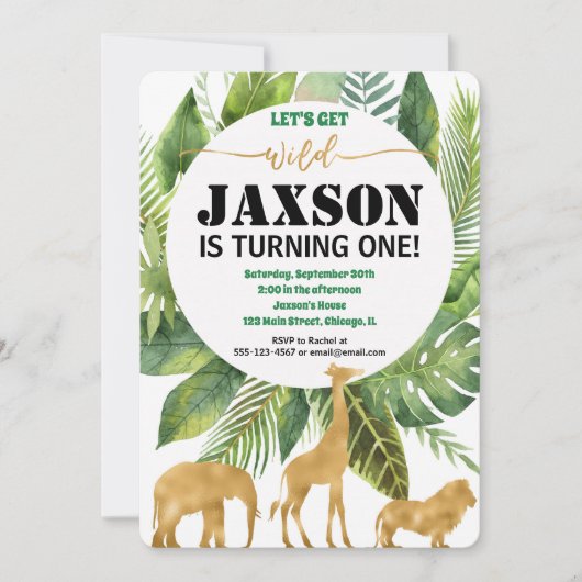 Safari oerwoud verjaardagsuitnodiging voor een wil kaart (Voorkant)