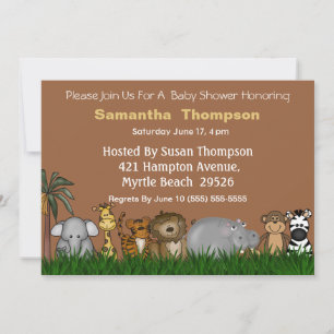 Safari Oerwoud Vrienden Baby shower Uitnodiging