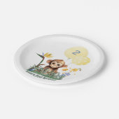 Safari Oerwoud Waterverf Monkey Flowers Verjaardag Papieren Bordje (Gekanteld)