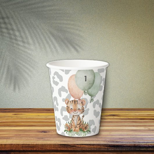 Safari Oerwoud Waterverf Tijger Verjaardag Papieren Bekers