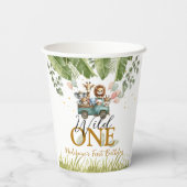 Safari Oerwoud Wild Eén eerste verjaardag Papieren Bekers (Achterkant)