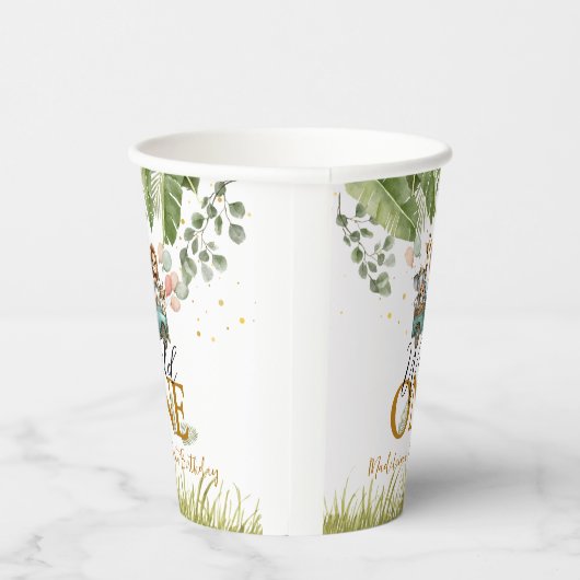 Safari Oerwoud Wild Eén eerste verjaardag Papieren Bekers (Rechts)