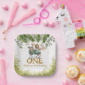 Safari Oerwoud Wild Een Eerste Verjaardagsplein Papieren Bordje (Feest)