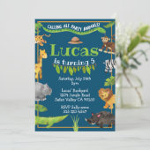 Safari Oerwoud Wild One Animal Verjaardagsfeest Kaart (Staand voorkant)