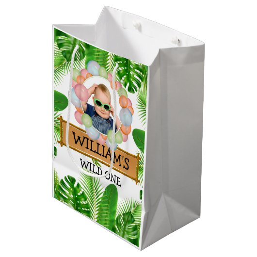 Safari OERWOUD Wild One Birthday FOTO Medium Cadeauzakje (Voorkant Gekanteld)