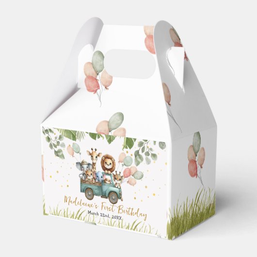 Safari Oerwoud Wild One Eerste Verjaardag Bedankdoosjes (Voorkant Zijde)