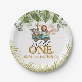 Safari Oerwoud Wild One Eerste Verjaardag Papieren Bordje