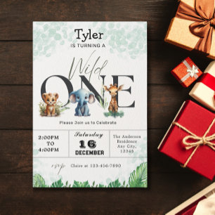 Safari Oerwoud Wild One Leuke Dieren 1e Verjaardag Kaart