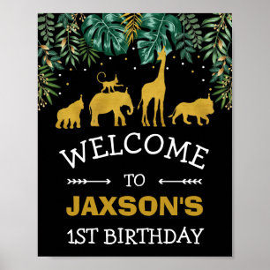 Safari Oerwoud WILD ONE Tropical Birthday Welcome Poster