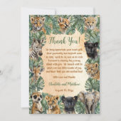 Safari Oerwoud Wilde Dieren Baby shower Bedankkaart (Voorkant)