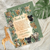Safari Oerwoud Wilde Dieren Baby shower Bedankkaart