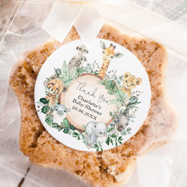 Safari Oerwoud Wilde Dieren Greenery Baby shower Ronde Sticker