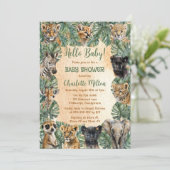 Safari Oerwoud Wilde dieren Hallo Baby shower Kaart (Staand voorkant)