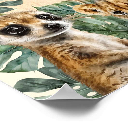 Safari Oerwoud Wilde dieren Hallo Baby shower Poster (Hoek)