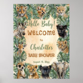 Safari Oerwoud Wilde dieren Hallo Baby shower Poster (Voorkant)