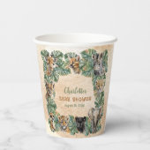 Safari Oerwoud Wilde Dieren Neutraal Baby shower Papieren Bekers (Achterkant)